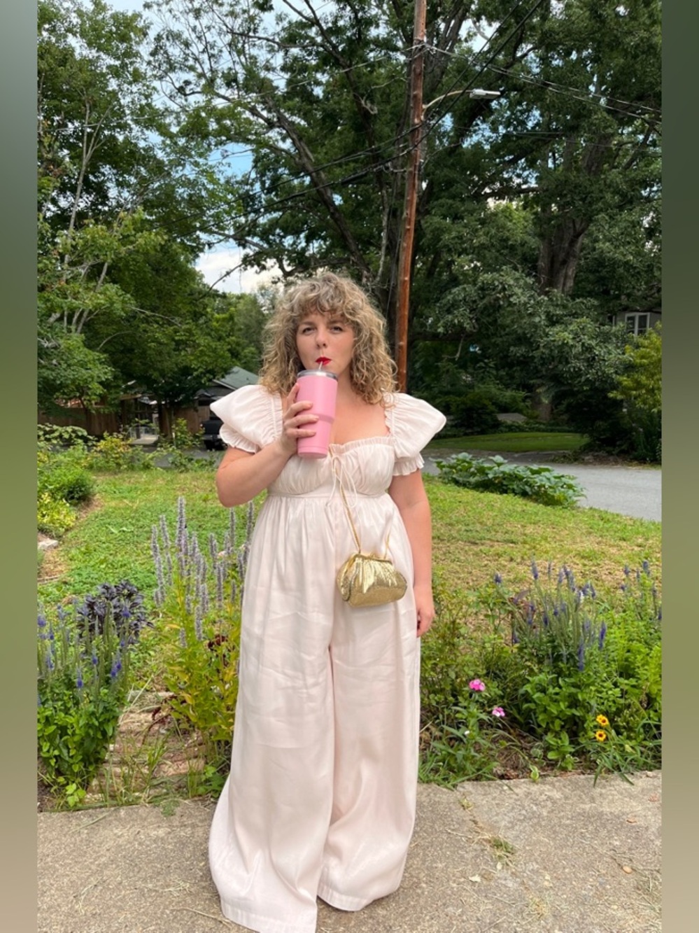 Selkie Seashell Wide Leg Jumpsuit Blush Pink Size S - Picture 7 of 16